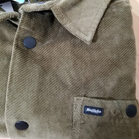 Buffalo Jeans Men’s Corduroy Shirt Jacket Size Large –Taupe Snap Front Overshirt - Picture 12 of 16